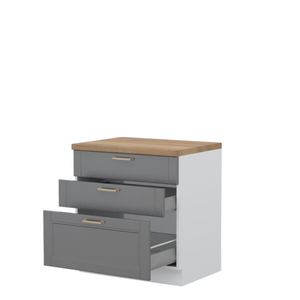 Kuhinjska spodnja omarica s tremi predali Tara R-80-3MBOX/4, 80 cm, izrez izdelka