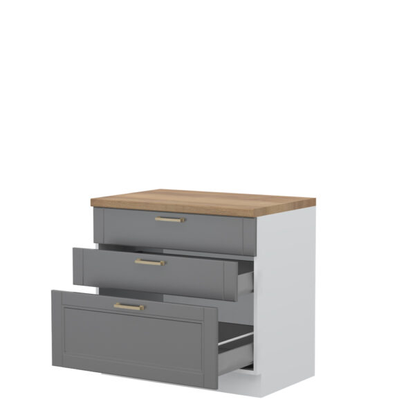 Kuhinjska spodnja omarica s tremi predali Tara R-90-3MBOX/4, 90 cm, izrez izdelka