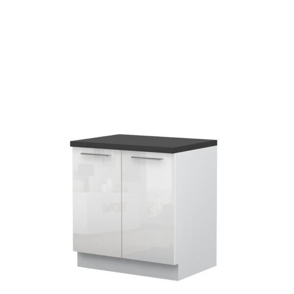 Kuhinjska spodnja omarica z dvojnimi vrati Riva R-80-2K/2, 80 cm, kristalno bela fronta, izrez izdelka