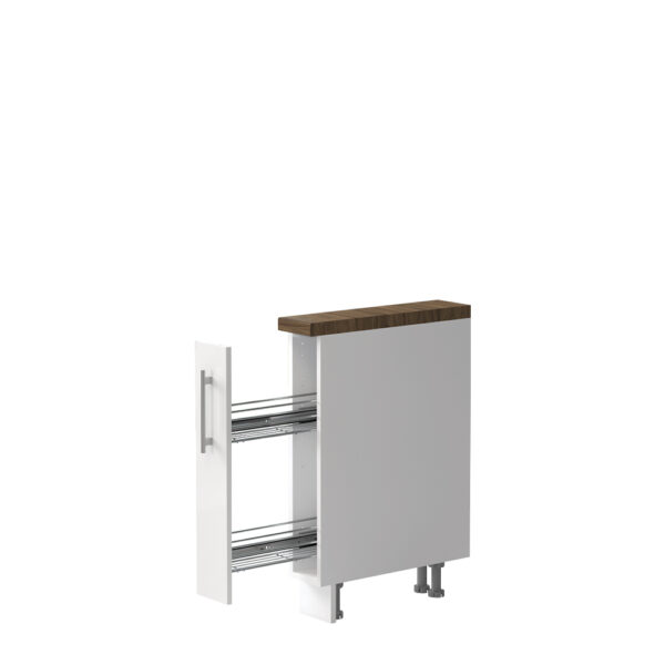 Kuhinjska spodnja omarica z enimi vrati Riva R-15-1K/2, 15 cm, kristalno bela fronta, izrez izdelka