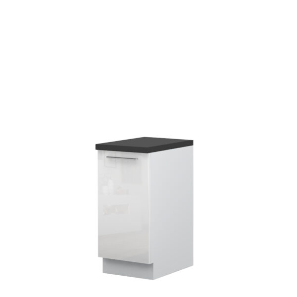 Kuhinjska spodnja omarica z enimi vrati Riva R-40-1K/2, 40 cm, kristalno bela fronta, izrez izdelka