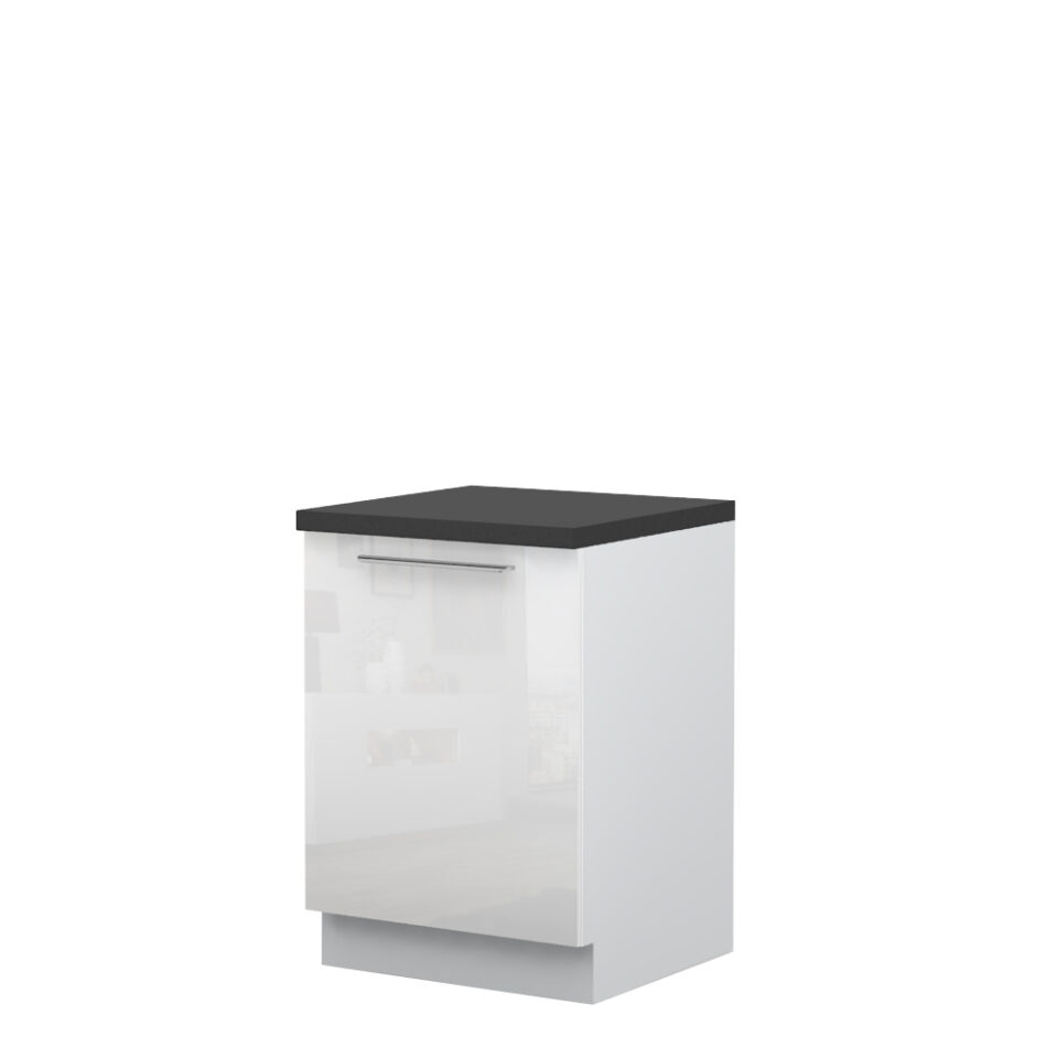 Kuhinjska spodnja omarica z enimi vrati Riva R-60-1K/2, 60 cm, kristalno bela fronta, izrez izdelka