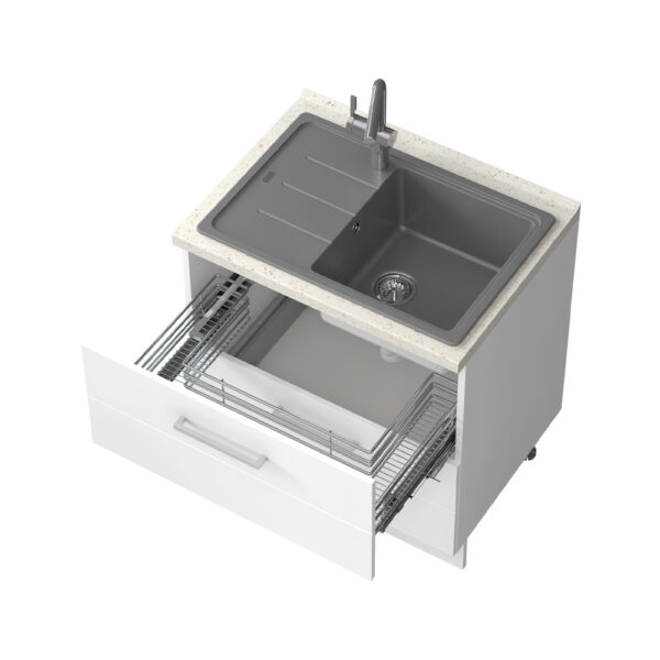 Kuhinjska spodnja omarica za korito z dvema predaloma Highline R-80-2MZ/3, 80 cm, izrez izdelka