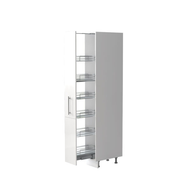 Kuhinjska visoka omara z žičnim košem Riva K21-30-1KZ/2, 30 cm, kristalno bela fronta, izrez izdelka