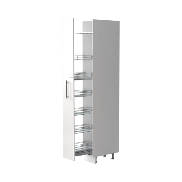 Kuhinjska visoka omara z žičnim košem Riva K23-30-1KZ/2, 30 cm, kristalno bela fronta, izrez izdelka