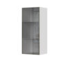 Kuhinjska zgornja viseča omarica s steklenimi vrati v alu okvirju Riva V9-40-1AL, 40 cm, višina 91 cm, kristalno bela fronta, izrez izdelka