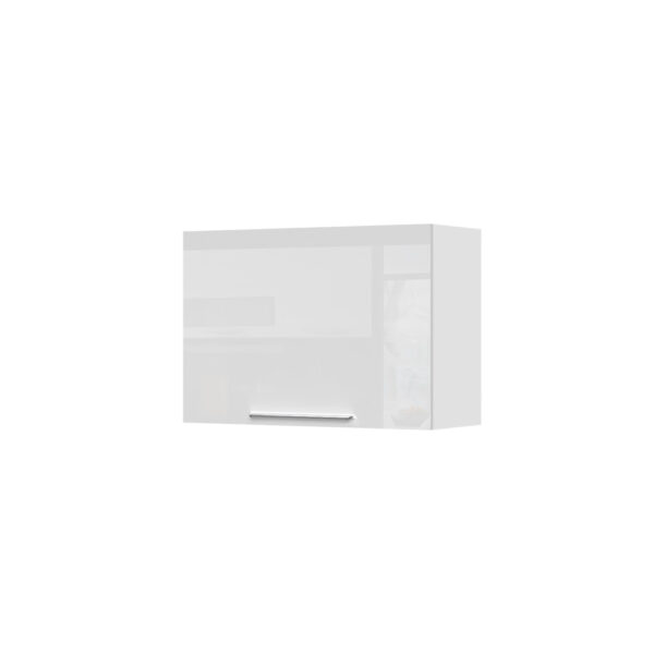 Kuhinjska zgornja viseča omarica z dvižnimi vrati Riva V5-80-1KP/2, 80 cm, višina 55 cm, kristalno bela fronta, izrez izdelka