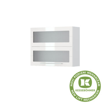 Kuhinjski gornji viseći element s dvostrukim podiznim staklenim vratima Highline V7-90-2KSP/3, 90 cm, visina 72 cm (korpus s frontom)