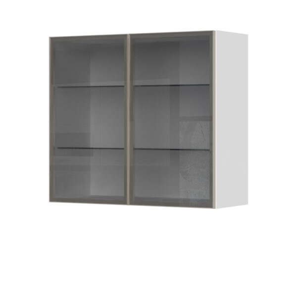 Kuhinjski gornji viseći element s dvostrukim staklenim vratima u alu okviru Evergreen V7-80-2AL, 80 cm, visina 72 cm