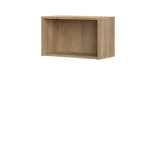 Kuhinjska zgornja viseča omarica z odprtimi policami Riva V3-60-OP, 60 cm, višina 36 cm, kristalno bela fronta, izrez izdelka