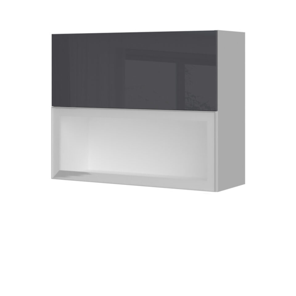 Kuhinjska zgornja viseča omarica z vrati in dvižnimi steklenimi vrati v alu okvirju Infinity V7-90-1KALP/5, 90 cm, višina 72 cm, izrez izdelka