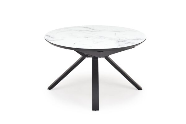 Okrogla raztegljiva jedilniška miza Vertigo 130-180 cm, Beli marmor / Črna, izrez izdelka