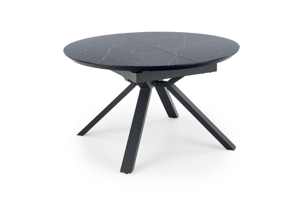 Okrogla raztegljiva jedilniška miza Vertigo 130-180 cm, Črni marmor / Črna, izrez izdelka