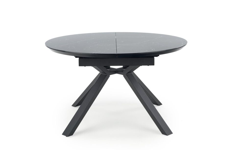 Okrogla raztegljiva jedilniška miza Vertigo 130-180 cm, Črni marmor / Črna, izrez izdelka