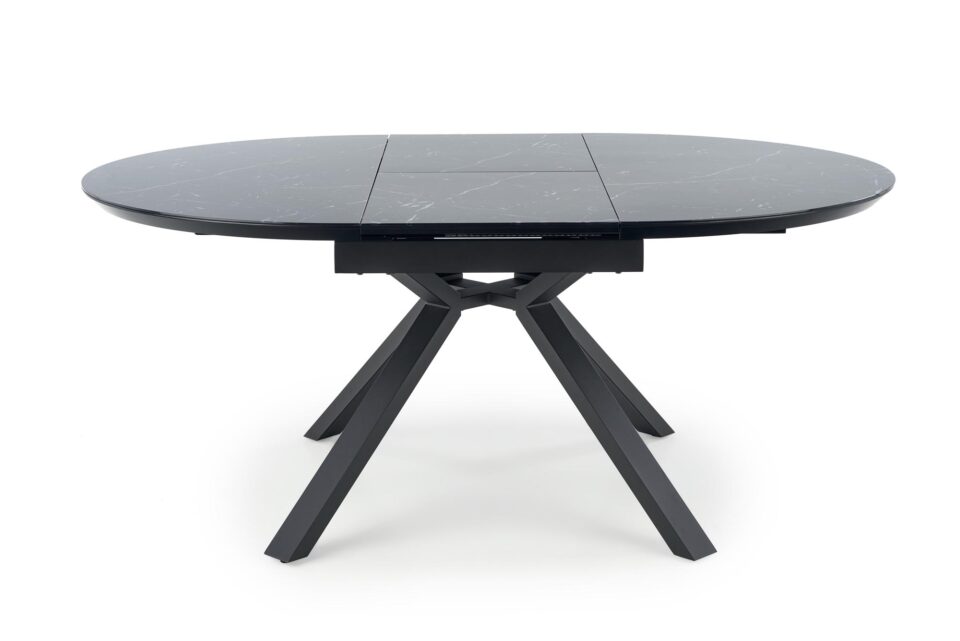 Okrogla raztegljiva jedilniška miza Vertigo 130-180 cm, Črni marmor / Črna, izrez izdelka