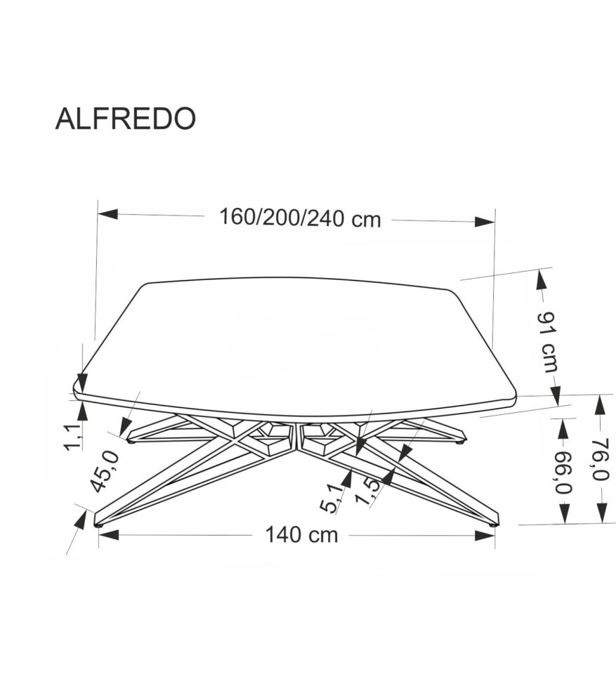 Raztegljiva jedilniška miza Alfredo 160-240 cm, Beli marmor / Črna, izrez izdelka