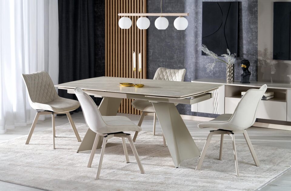 Raztegljiva jedilniška miza Armani 165-241 cm, Travertin / Kašmir, v prostoru