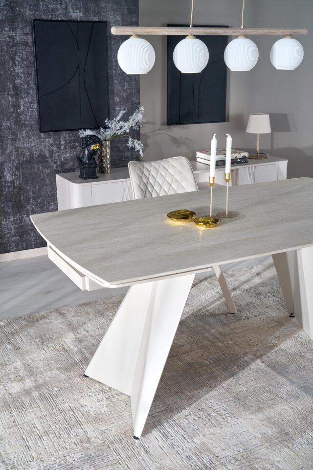 Raztegljiva jedilniška miza Armani 165-241 cm, Travertin / Kašmir, v prostoru