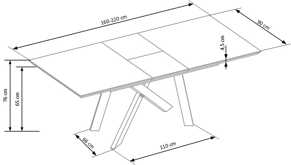 Raztegljiva jedilniška miza Capital 160-200 cm, Zlati hrast / Črna, izrez izdelka