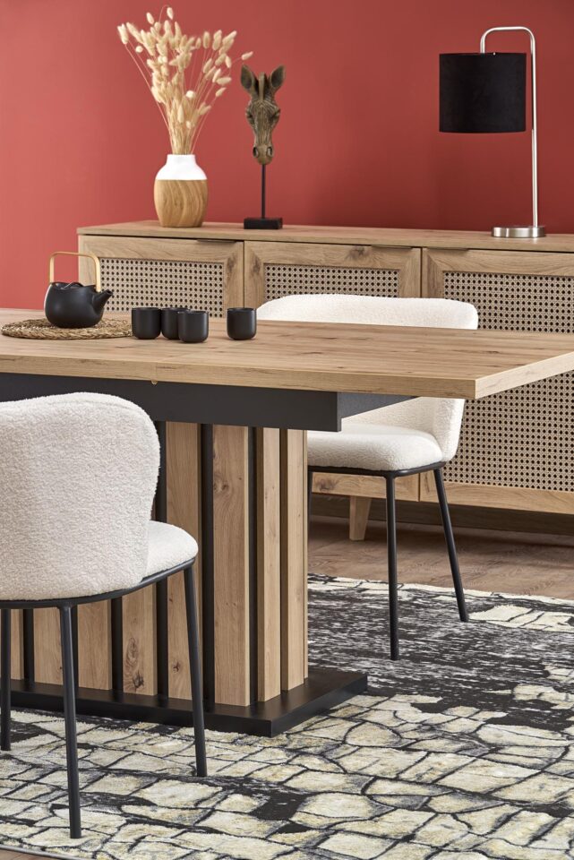 Raztegljiva jedilniška miza Lamello 160-210 cm, Hrast artisan / Črna, v prostoru