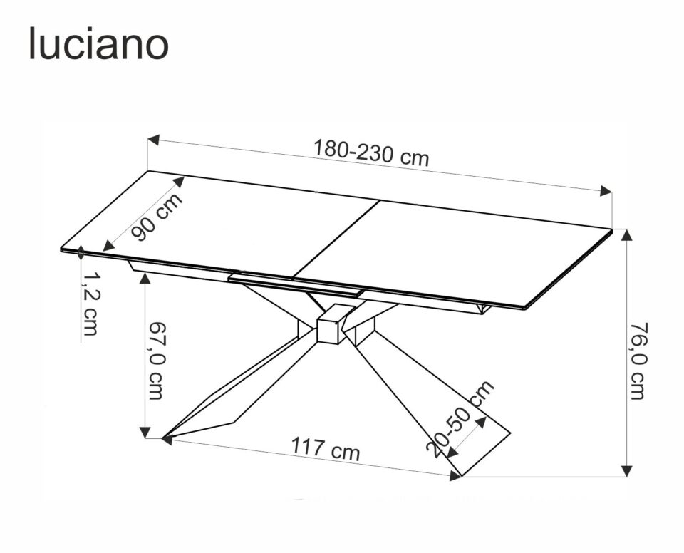 Raztegljiva jedilniška miza Luciano 180-230 cm, Modri marmor / Črna, izrez izdelka