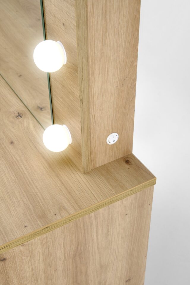 Toaletna mizica z LED ogledalom Hollywood, hrast artisan