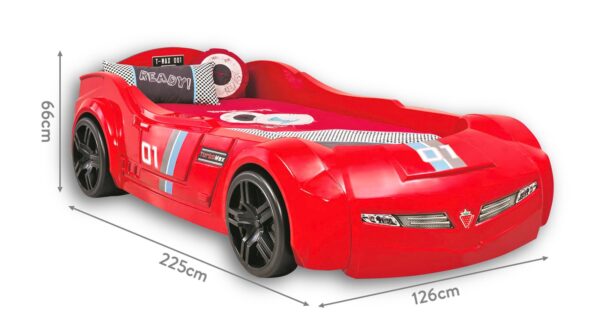 Avto postelja Turbo Max Carbed v rdeči barvi, 126 x 66 x 225 cm