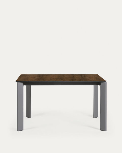 Stol na razvlačenje Atta, porculan Iron Corten, tamnosive noge, 140 (200) x 90 cm