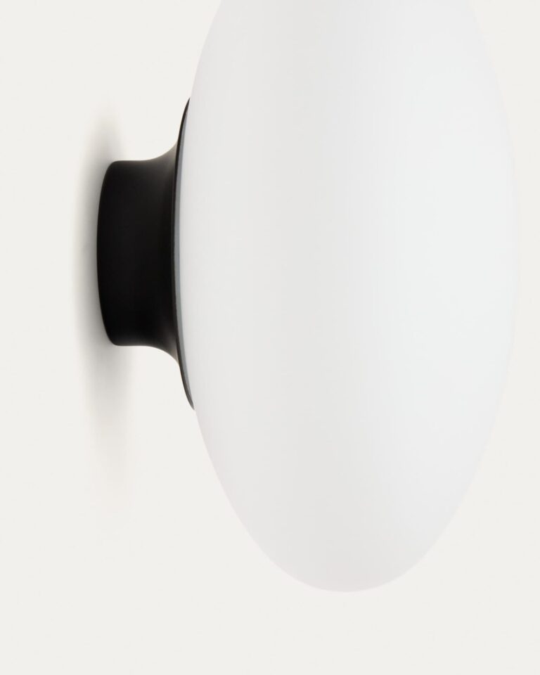 Stenska svetilka Bamila, steklo in črna kovina, IP44, Ø 26 cm