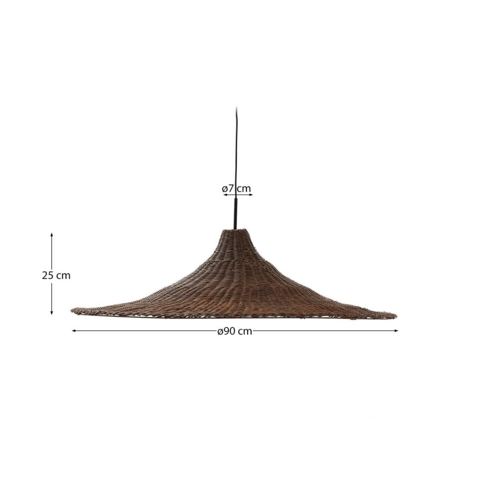 Senčnik za stropno svetilko Bladia, ratan, Ø 92 cm, višina 25 cm