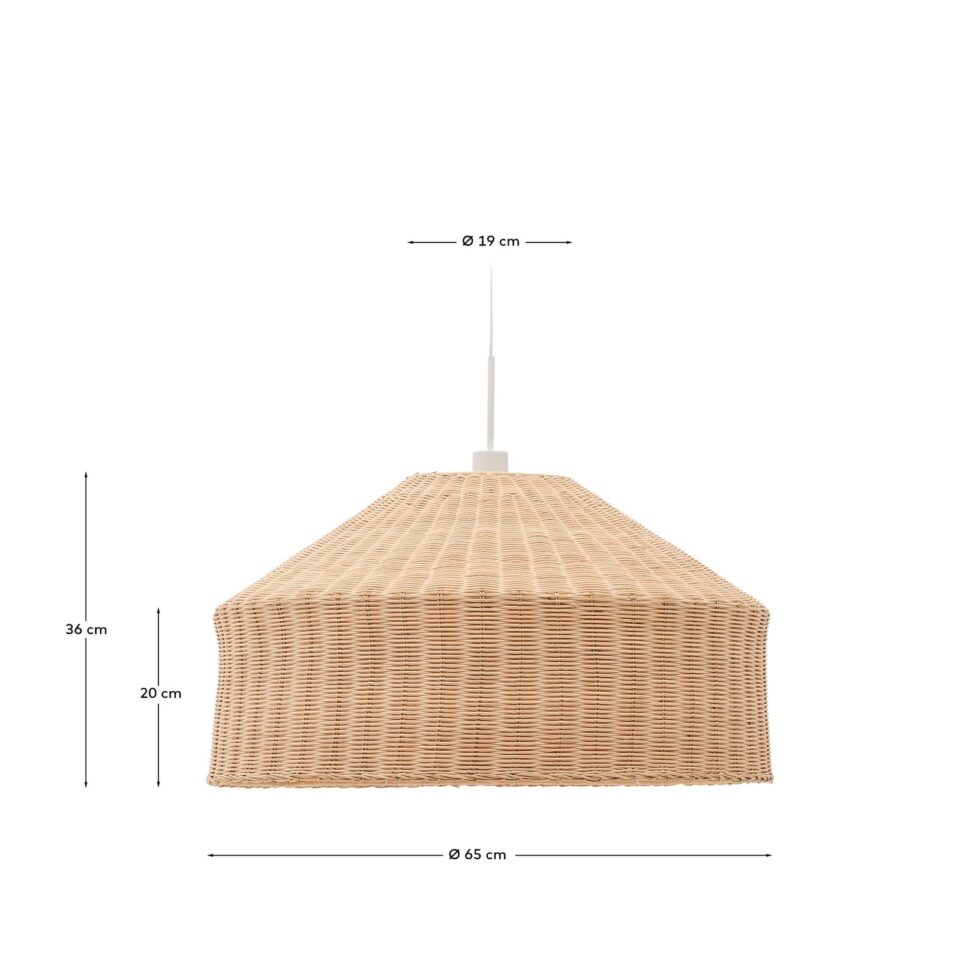 Senčnik za stropno svetilko Ennia, ratan, Ø 65 cm, višina 36 cm