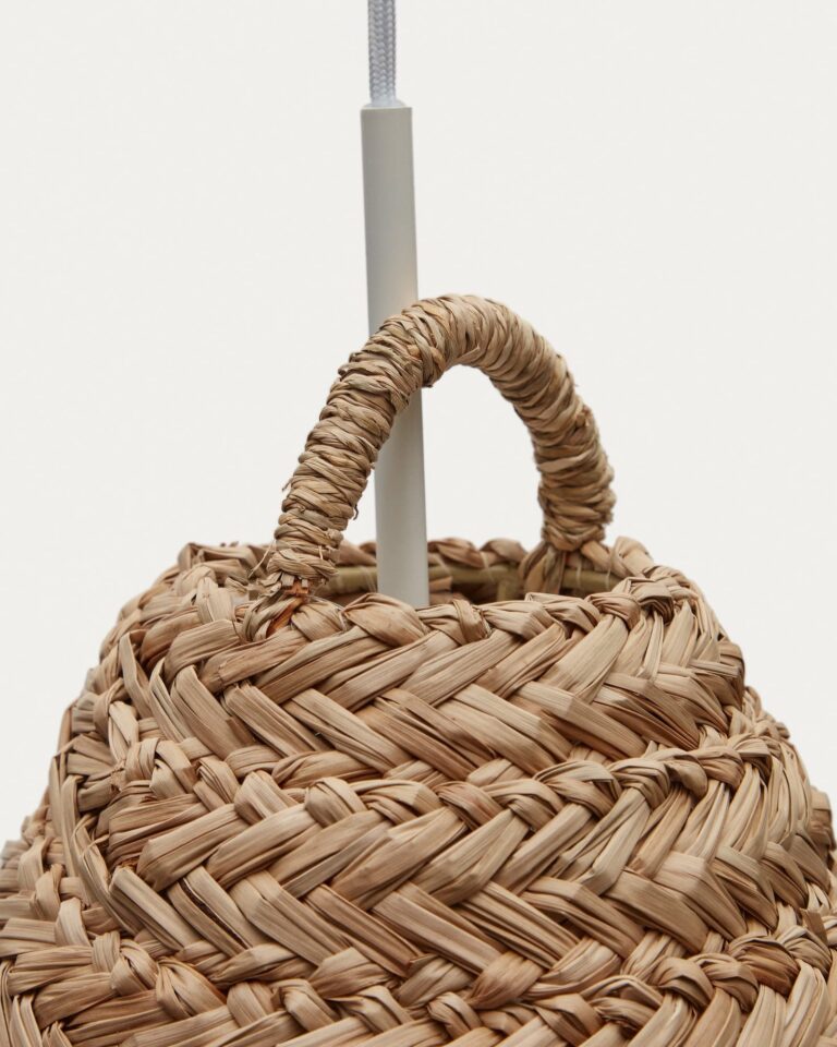 Senčnik za stropno svetilko Fonteta, morska trava z resicami, Ø 40 cm, višina 38 cm