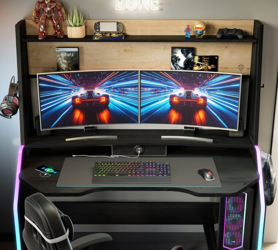 Polica za dva monitorja na gaming mizi Black