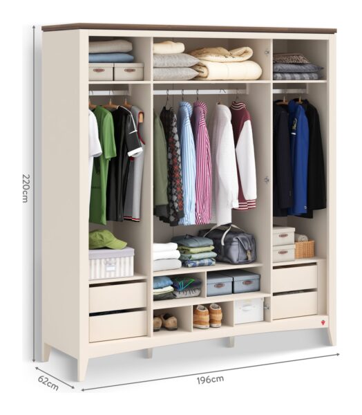 Garderobni ormar Lapel s četvera vrata, dimenzije 196 x 220 x 62 cm