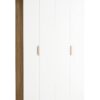Garderobna omara Stor 125 x 225 cm, fronte bela, ročaj hrast, kratek zaobljen