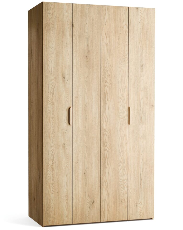 Garderobna omara Stor 125 x 225 cm, fronte hrast, ročaj hrast, kratek zaobljen