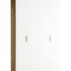 Garderobna omara Stor 140 x 240 cm, fronte bela, hrastov korpus, kratek zaobljen hrastov ročaj
