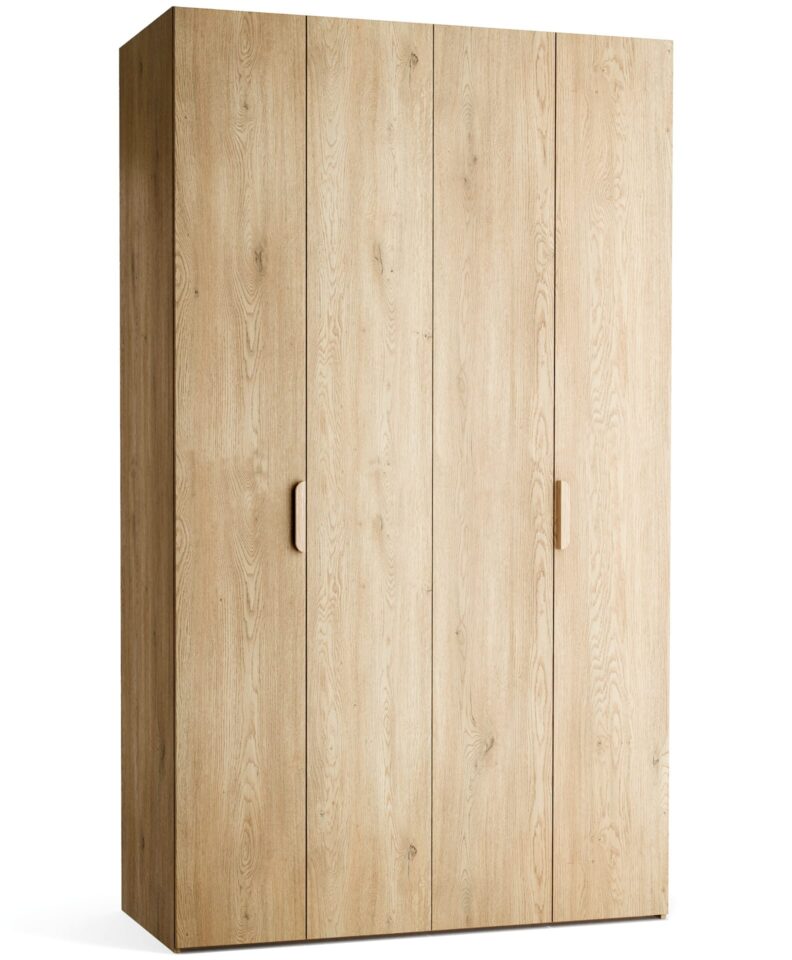Garderobna omara Stor 140 x 240 cm, fronte hrast, hrastov korpus, kratek zaobljen hrastov ročaj