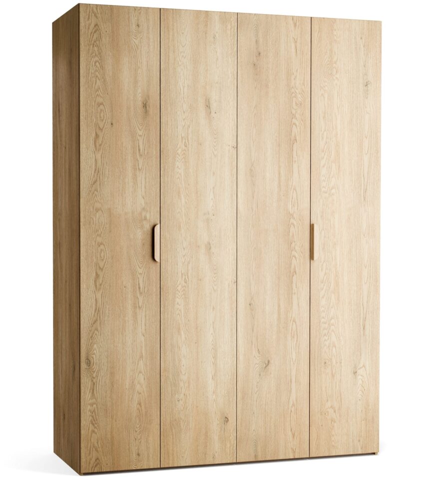Garderobna omara Stor 160 x 225 cm, fronte hrast, ročaj hrast, kratek zaobljen
