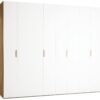 Garderobna omara Stor 280 x 240 cm, fronte bela, ročaj hrast, kratek zaobljen