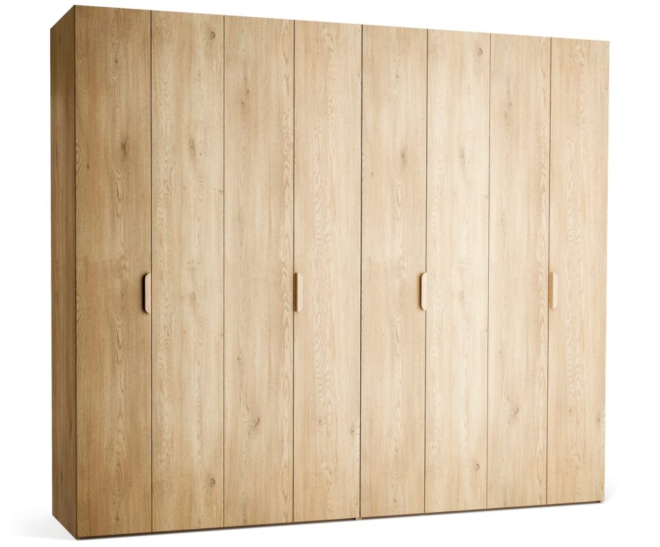 Garderobna omara Stor 280 x 240 cm, fronte hrast, ročaj hrast, kratek zaobljen
