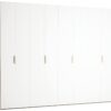 Garderobna omara Stor 300 x 240 cm, fronte bela, ročaj hrast, kratek zaobljen
