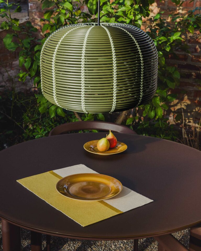 Senčnik za zunanjo stropno svetilko Garoina, sintetični ratan, Ø 50 cm