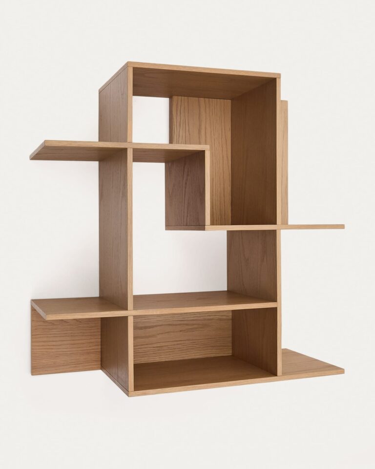 Modularna stenska polica Ina, hrastov furnir, naravna, 80 x 25 x 80 cm