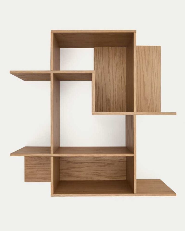 Modularna stenska polica Ina, hrastov furnir, naravna, 80 x 25 x 80 cm