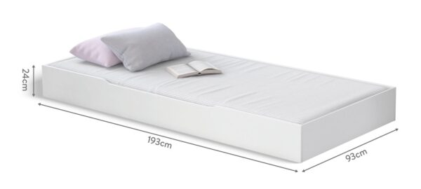 Izvlečna postelja Rustic White za ležišče 90 x 190 cm
