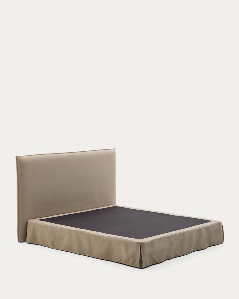 Postelja Jaira za ležišče 180 x 200 cm, bombaž in lan, taupe, 200 x 210 cm