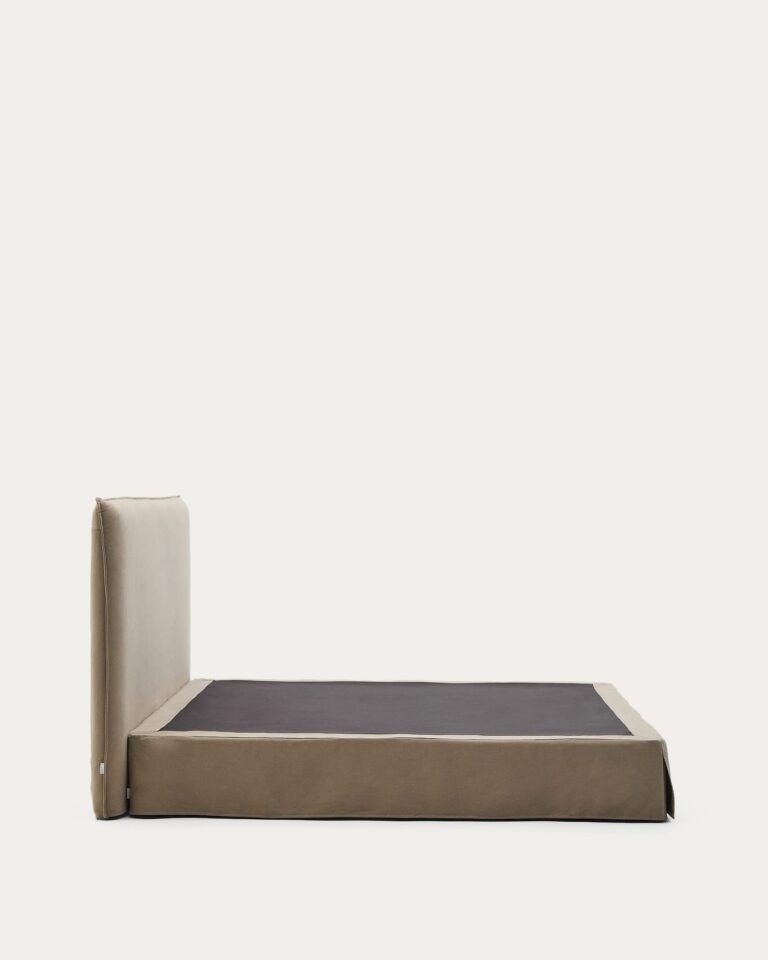 Postelja Jaira za ležišče 180 x 200 cm, bombaž in lan, taupe, 200 x 210 cm