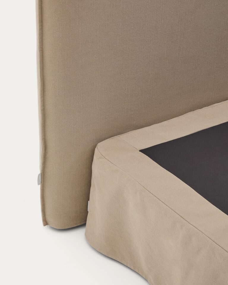 Postelja Jaira za ležišče 180 x 200 cm, bombaž in lan, taupe, 200 x 210 cm