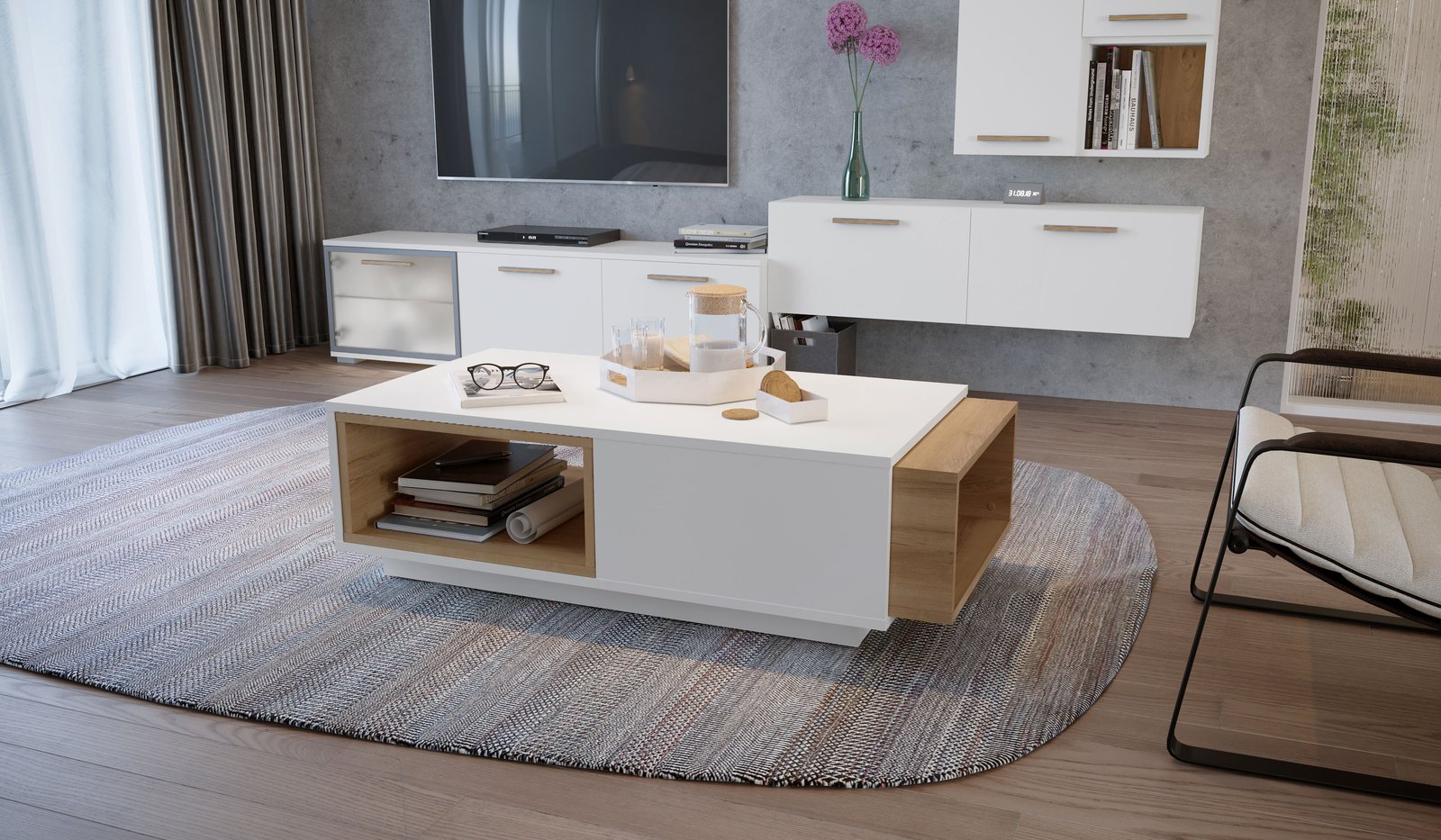 Klubska mizica All Room Concept KLS z izvlečnima škatlama pacifik oreh